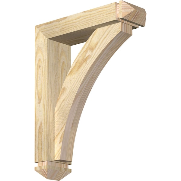 Ekena Millwork Thorton Arts and Crafts Rough Sawn Bracket w/ Offset Brace, Douglas Fir, 4"W x 14"D x 18"H BKT0402X14X18THR03RDF - main